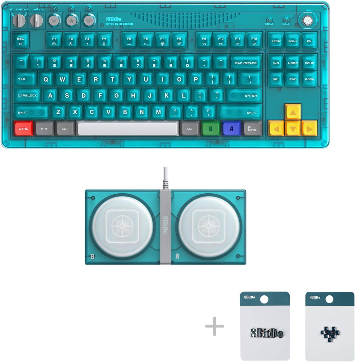 8Bitdo 87 Keys Retro Mechanical Keyboard for PC and Android - Clear Blue