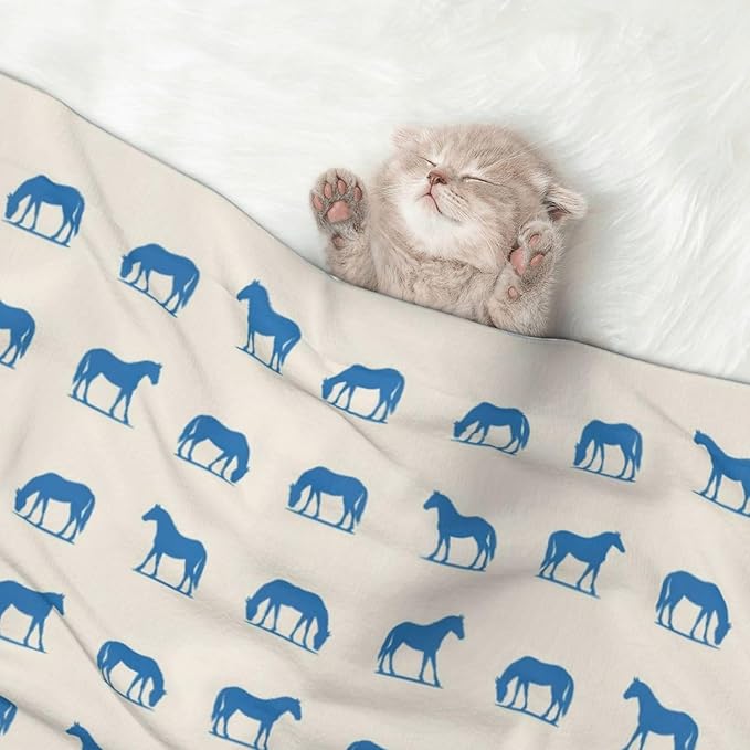 Reversible Dog Blanket for Beds Couches, Abstract Horse, Double Sided Cat Blanket with Textured Dot Feel and Smooth Feel for Seasonal Comfort All Year