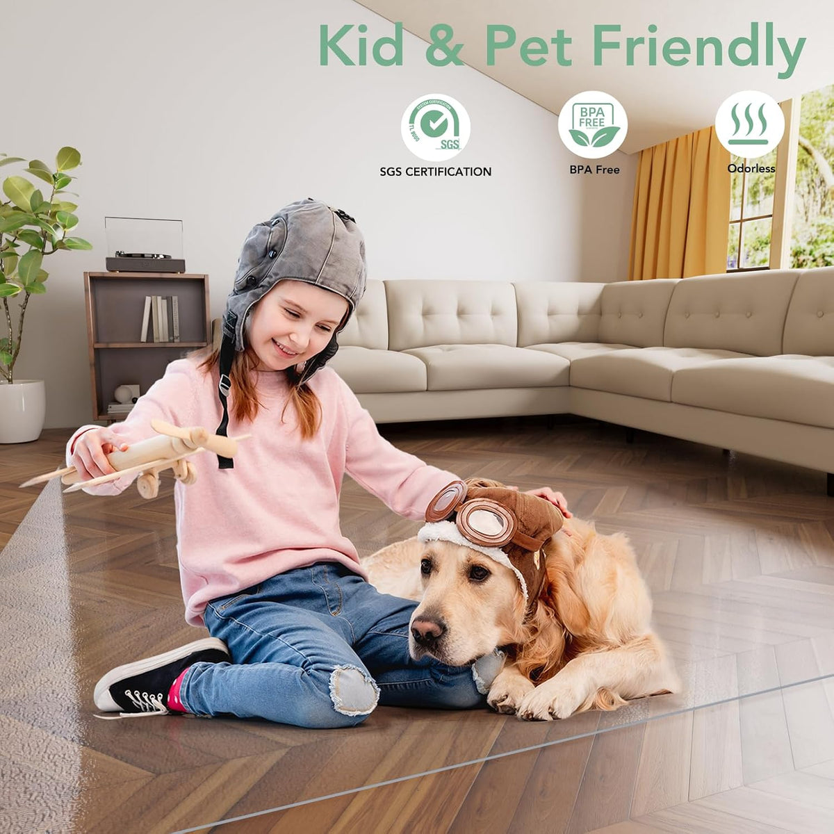 Clear Floor Mat 5'x8' for Under Dining Table – Plastic Waterproof Non Slip