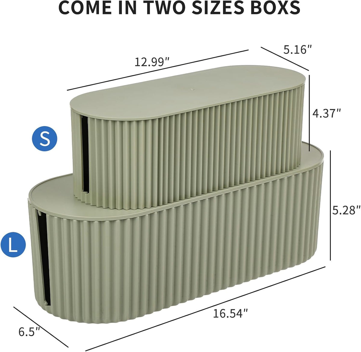 FABROK 2 Pack Cable Management Box, Cord Hider Box, Green, Small+Large