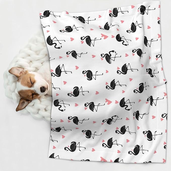 Pet Blanket for Travel and Home, Flamingo, Reversible Plush Dot Design with Soft Grip Texture on One Side Perfect for Car Seats Moving Vehicles