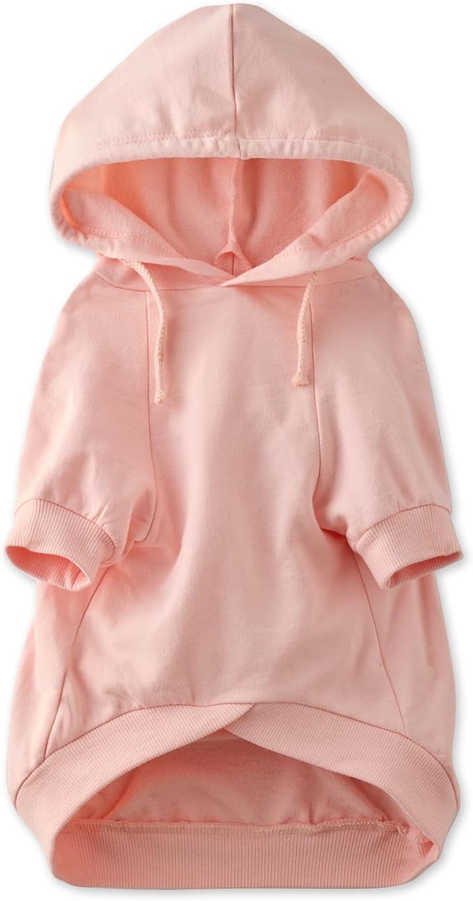 Rocky – The Orginal Lightweight Hooded TEE 100% Organic Cotton Dog Hoodie Pet Coat Sweater for Small, Medium, Large Dogs, Pink, XX-Small