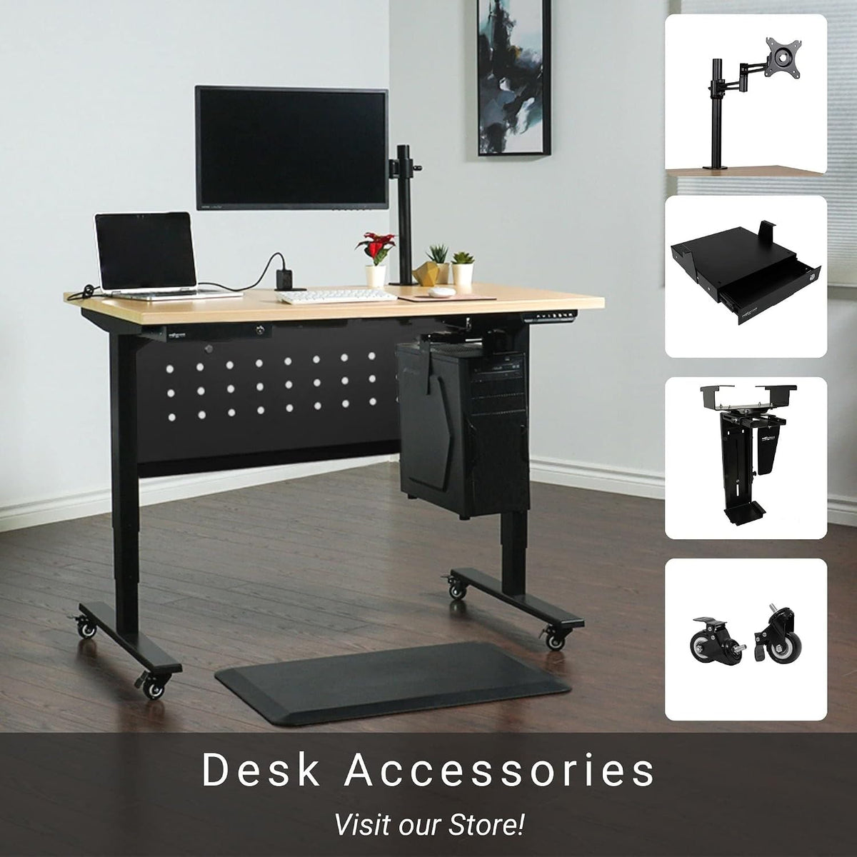 Magnetic Desk Frame Cable Organizer for Standing Desk - Black