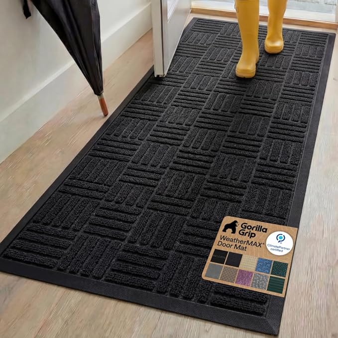 GORILLA GRIP 100% Waterproof All-Season WeatherMAX Doormat, US Designed Natural