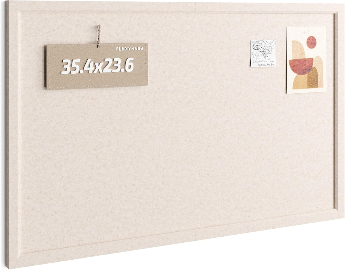 Fluxynara Framed Felt Bulletin Board, 35.4" x 23.6", Oatmeal
