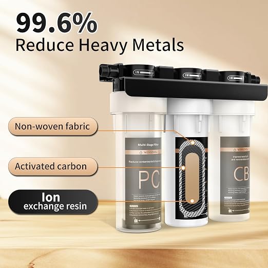 Under Sink Alkaline Water Filter, 9-Layer Water Filter System Reduces Heavy