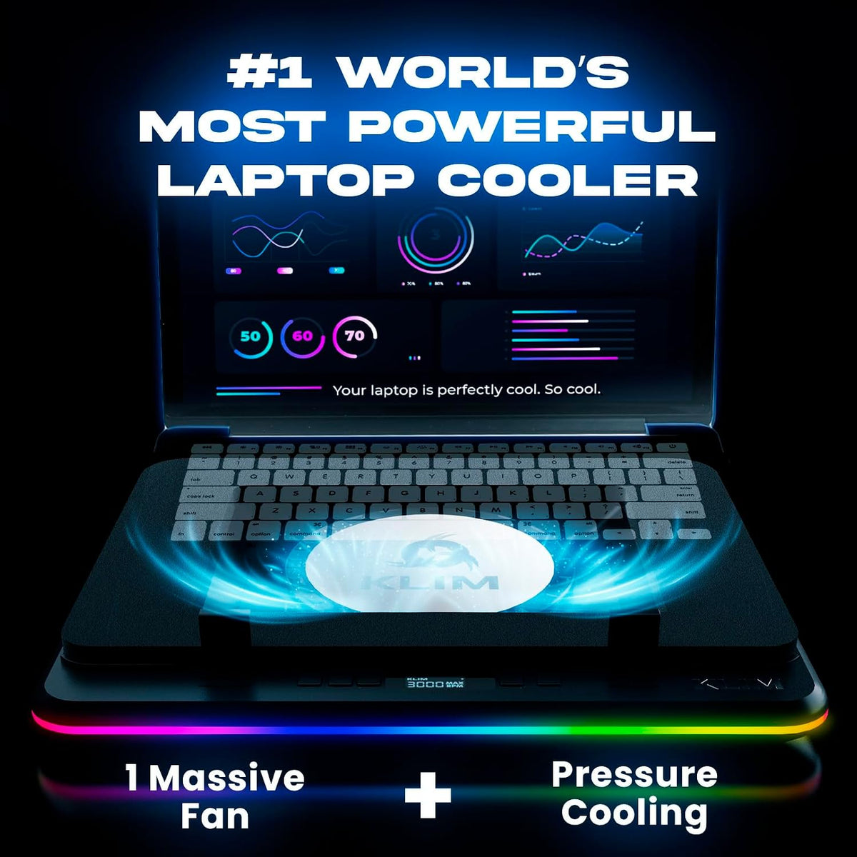 KLIM Turbofrost Max RGB Gaming Laptop Cooling Pad with Patented TurboFan