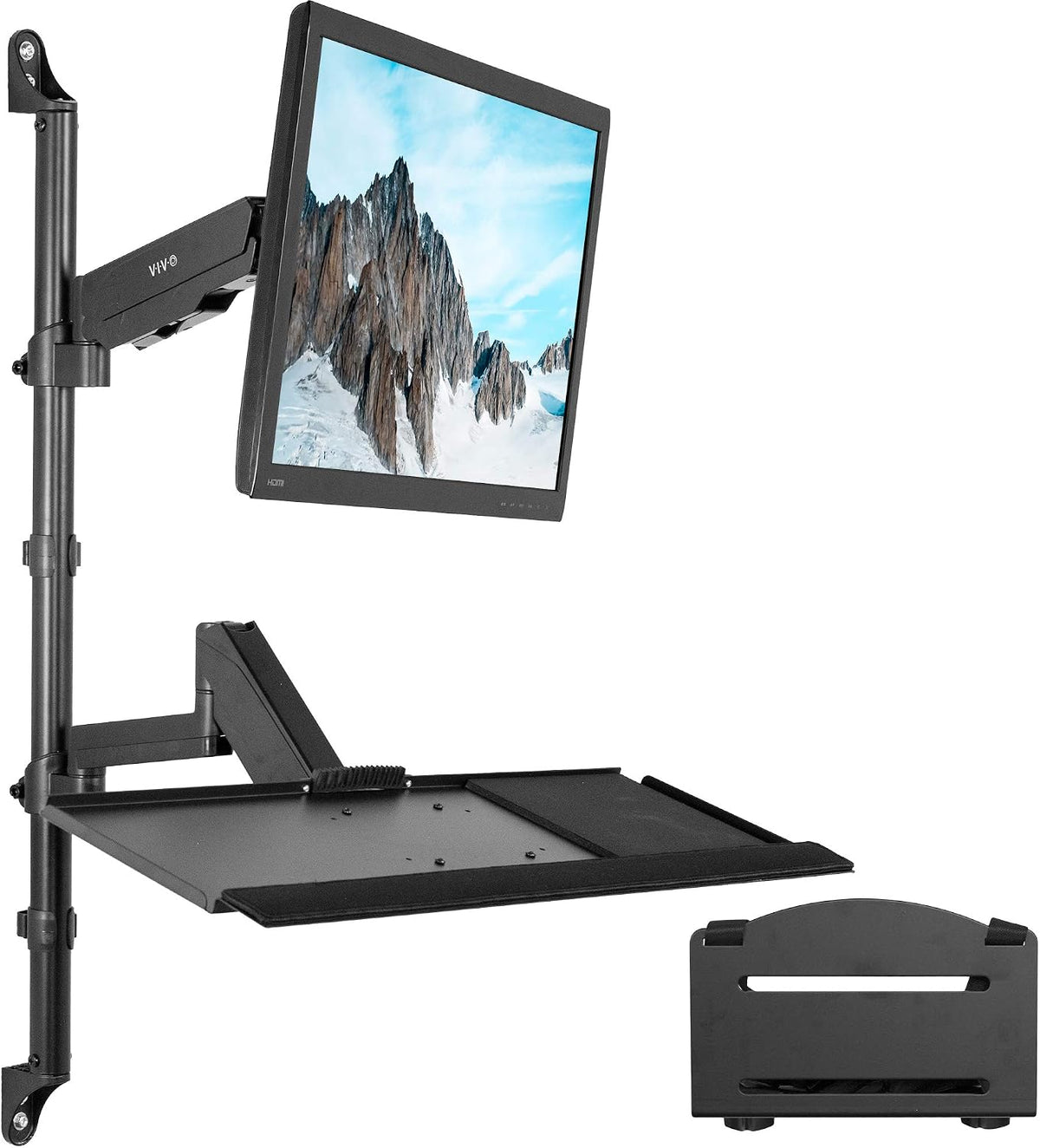 VIVO Black Clamp-on Monitor & Keyboard Tray Desk Mount, STAND-SIT1BW