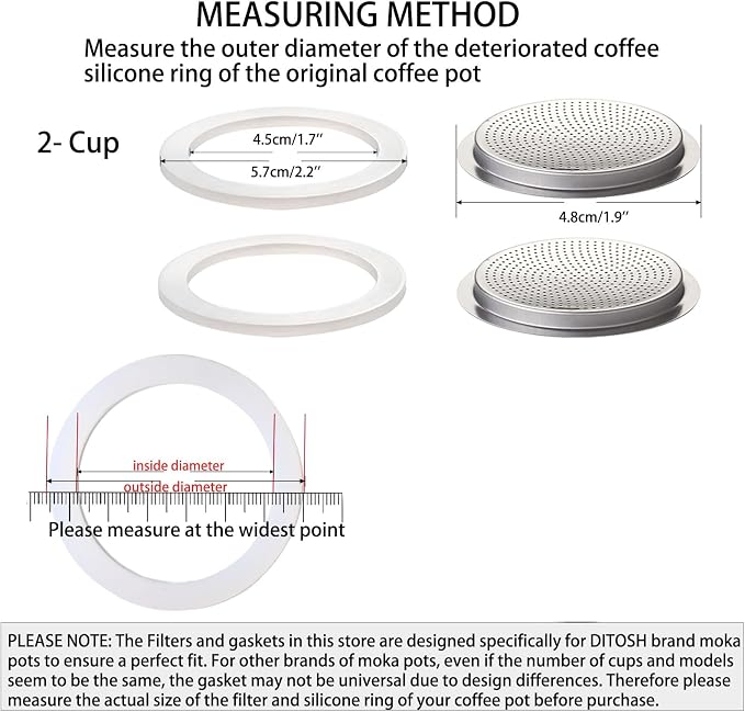 2 Pcs Filter with 3 Pcs Silicone Gasket Seals