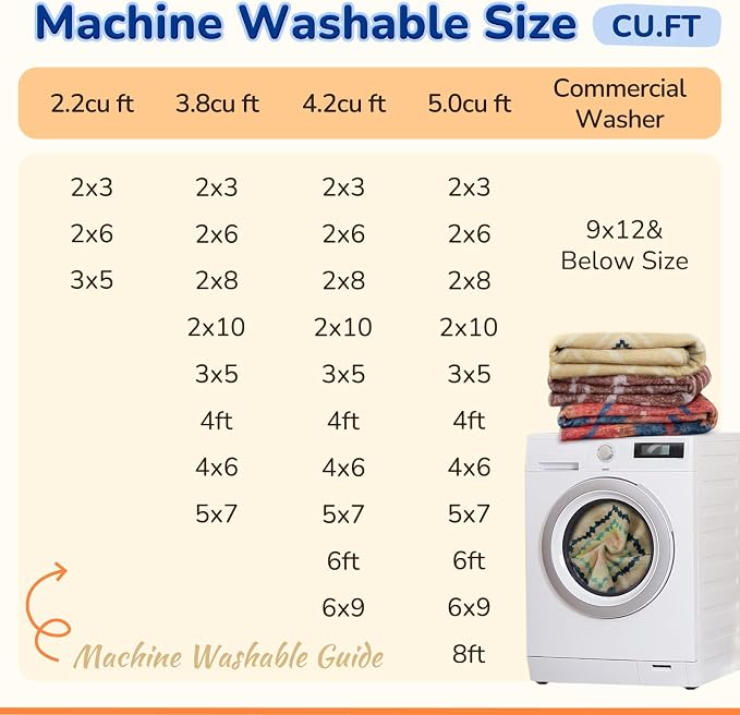 Area Rug 8x10 Rug Machine Washable Non-Slip Low Pile Print Pattern Western Rug