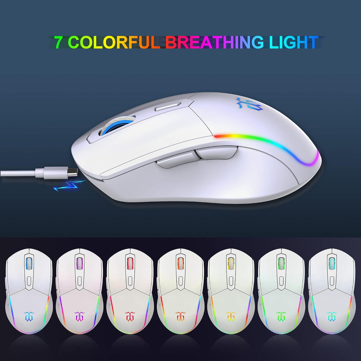 Snpurdiri 60% Wireless Gaming Keyboard and Mouse Combo, White