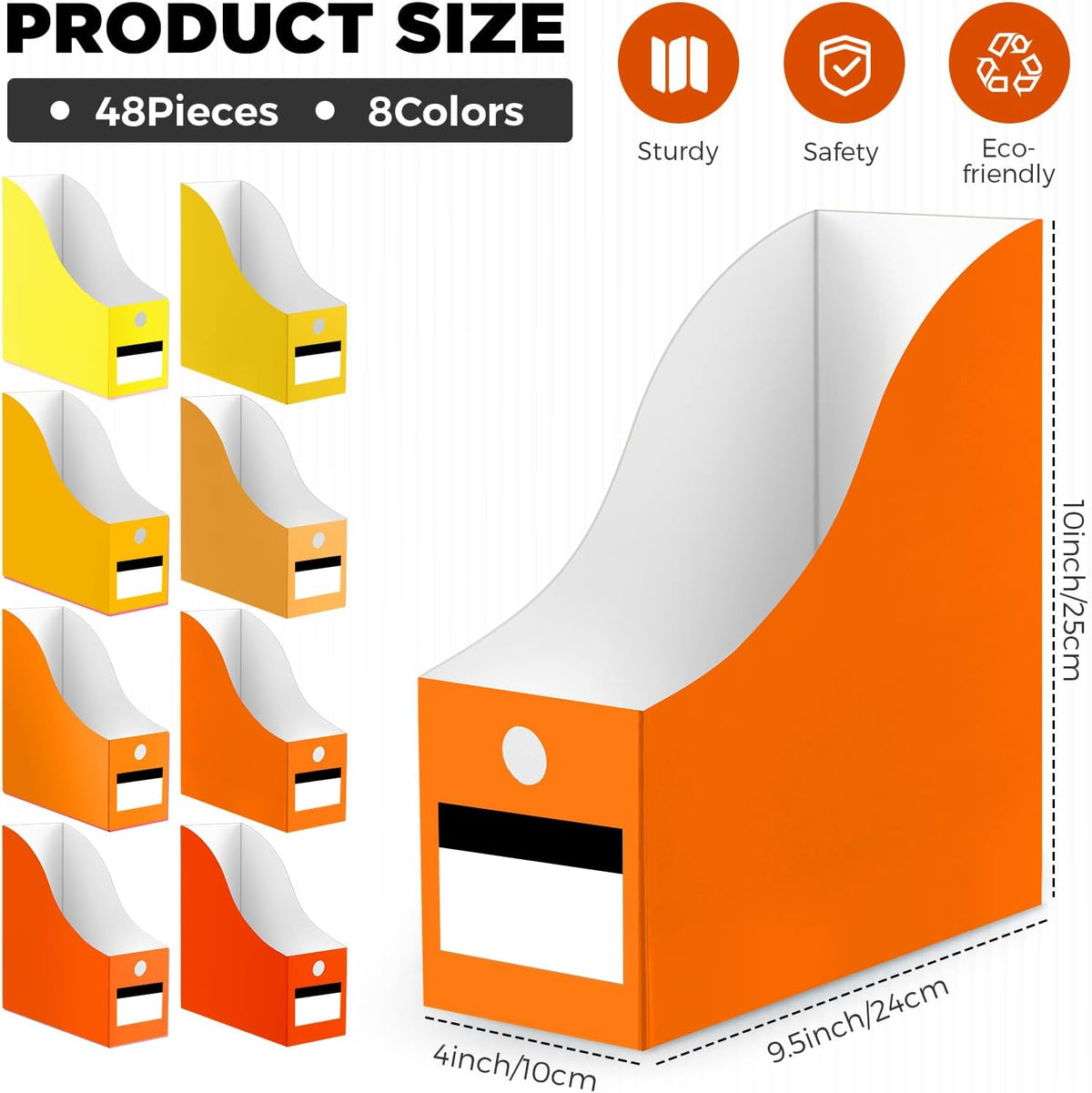 Jutom 48 Sets Cardboard Magazine Holders with Labels for School,Yellow