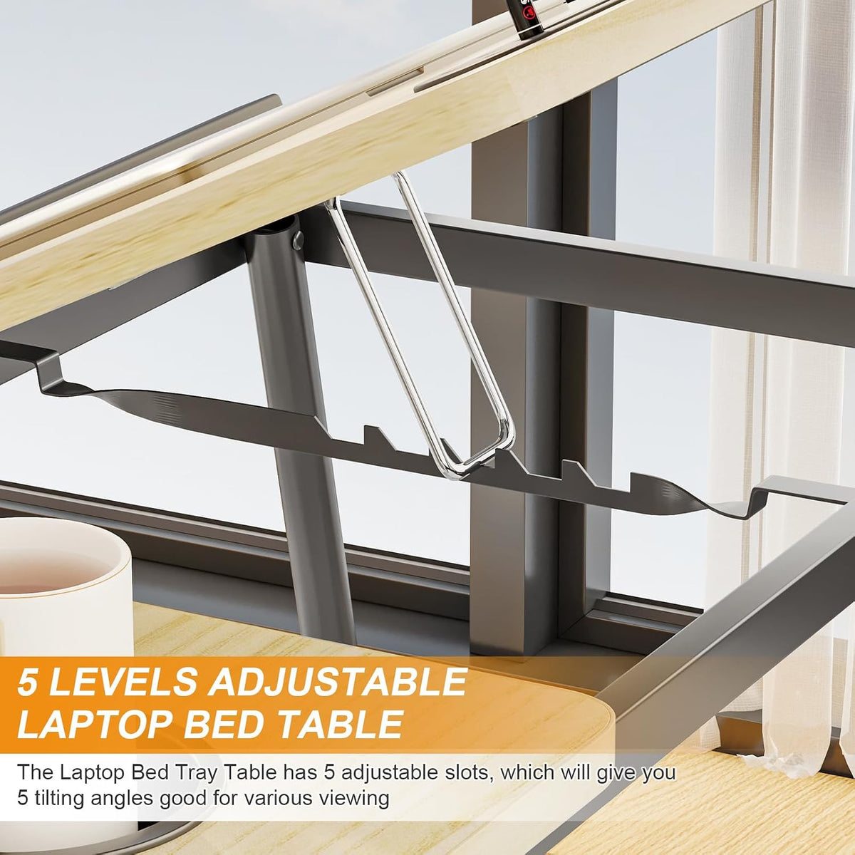 Laptop Desk for Bed, Adjustable Laptop Stand with 5 Different Angles