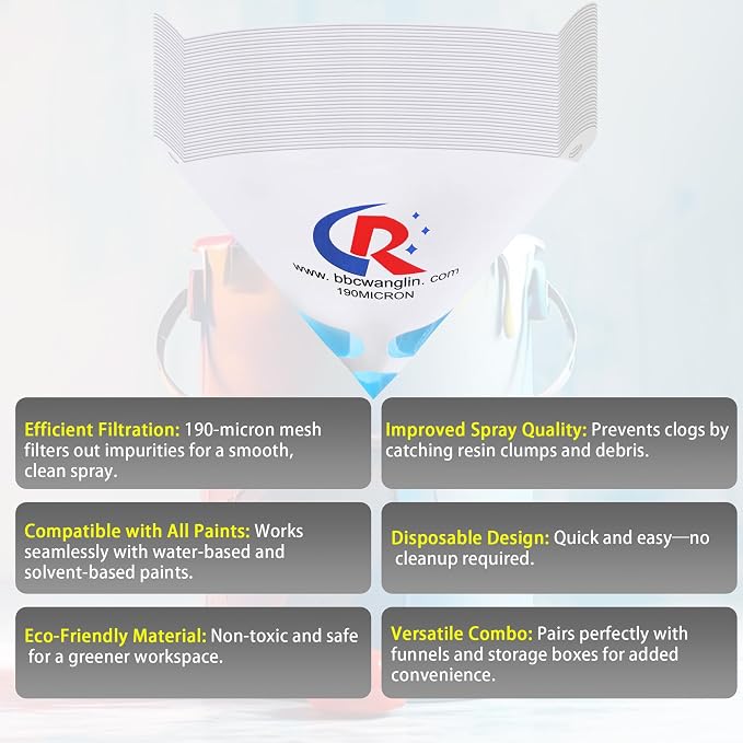 100 Pack of Paint Strainers, Paint Filter Strainer Paper Cone