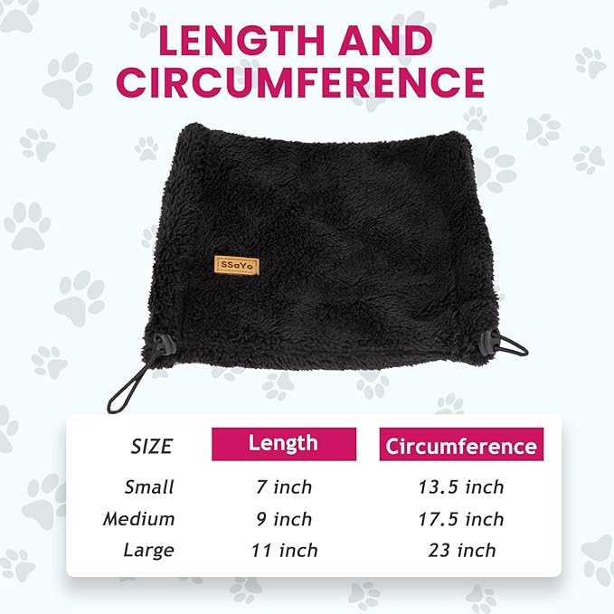 Dog Ear Muffs Noise Protection - Soft Calming Hood for Anxiety Relief, Fireworks, Thunder, Grooming & Vet Visits - Elastic Band & Comfortable Neck Warmer for Travel (Black, Medium)