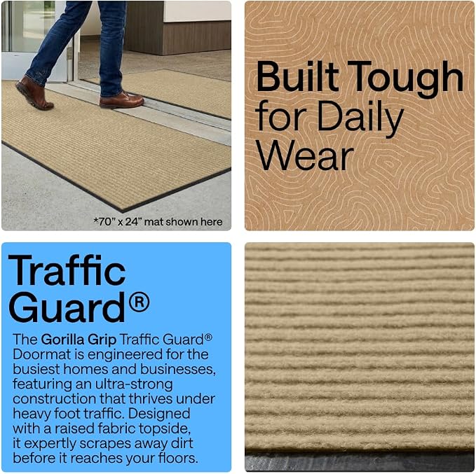 GORILLA GRIP Waterproof Traffic Guard Door Mat, Heavy Duty Entryway Mats