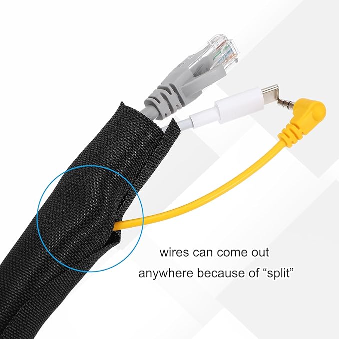 MECCANIXITY 4/5 Inch ID Split Loom Tubing 10ft Polyester Cord Protector Wire Cable Sleeve for USB Cable Power Cord, White