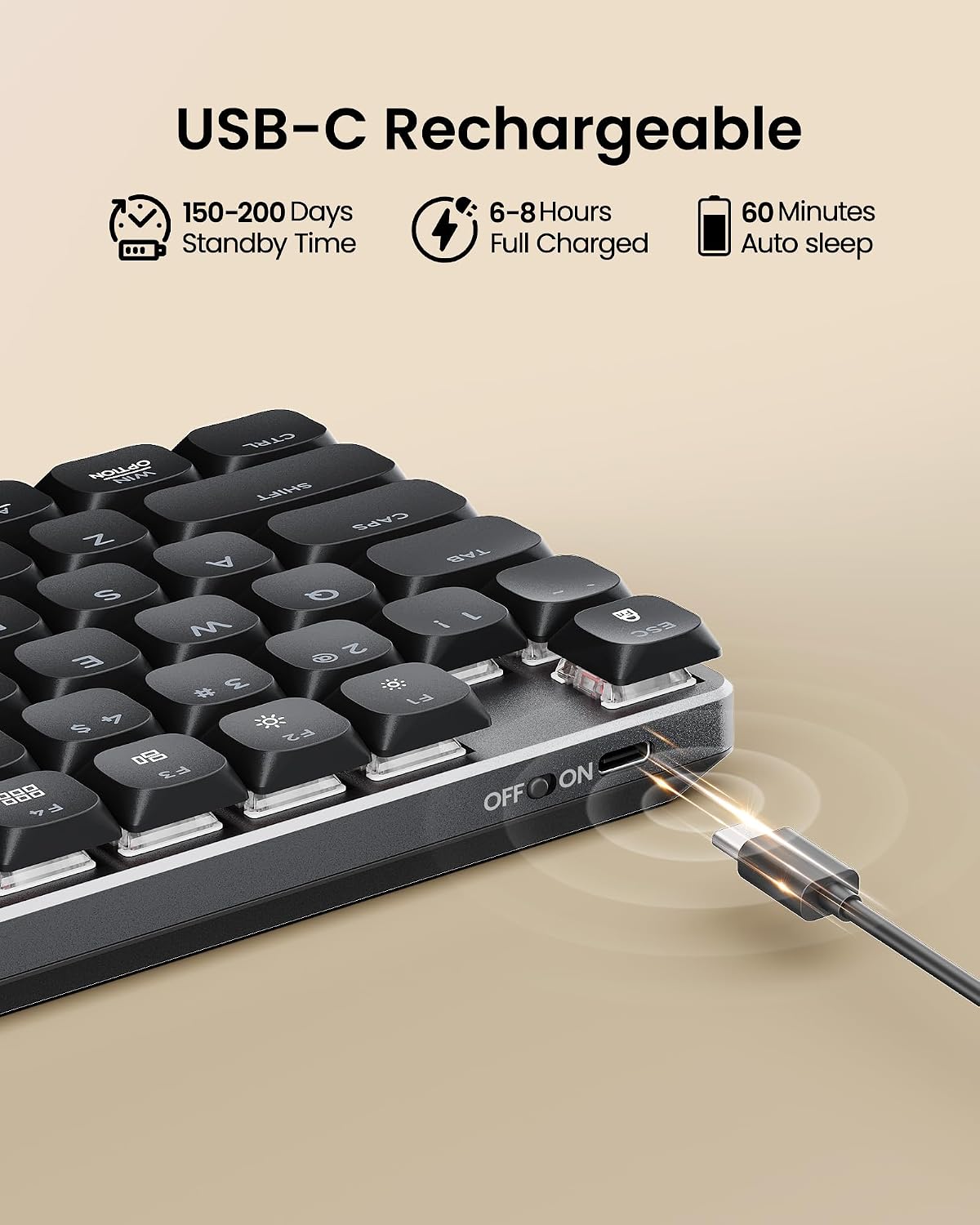 ProtoArc K310 Pro Backlit Bluetooth Mechanical Keyboard, Linear and Quiet