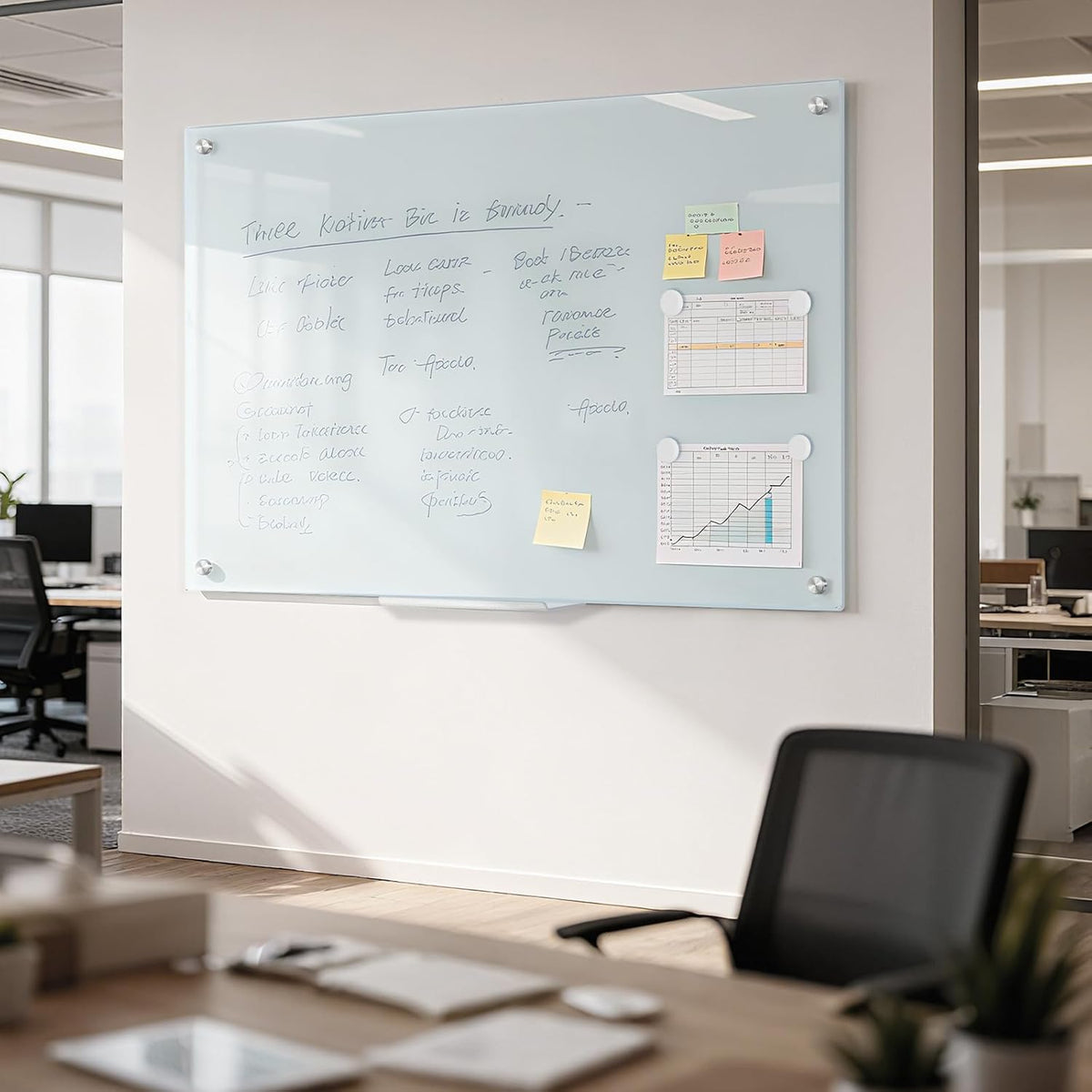 Tempered Glass Whiteboard 24" x 18" Magnetic Glass Dry Erase Board