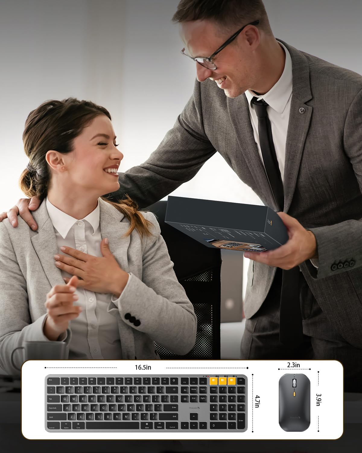 ProtoArc KM100-A Backlit Bluetooth Keyboard and Mouse for Mac, Space Gray