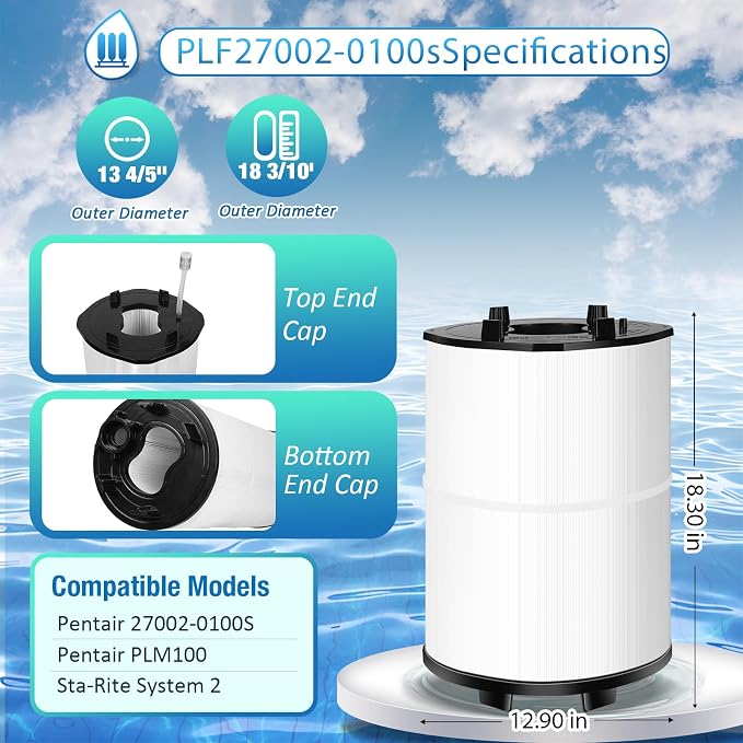Upgraded 27002-0100s Pool Rinseable Cartridge. Compatible