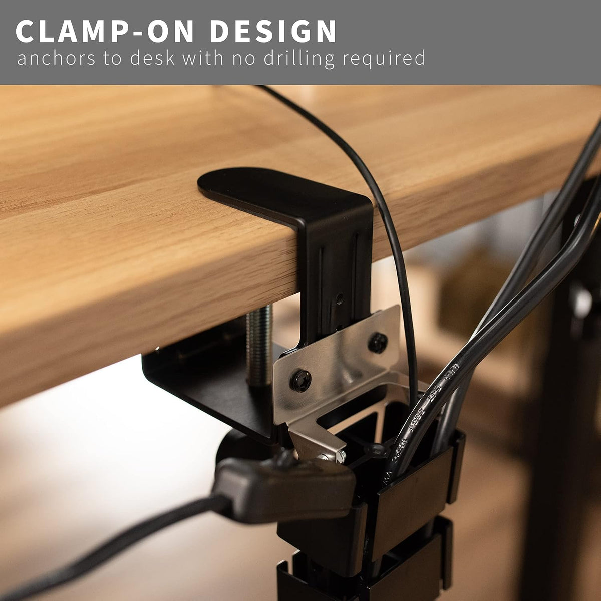 VIVO Black Clamp-on Desk Vertebrae Cable Management Kit, DESK-AC01P-B