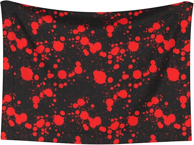 Double Sided Pet Mat for Dog Bed Topper Cat Blanket Furniture Protector, Classic Horror Blood Splatter Black, Reversible Plush with Tactile Dot Pattern for Style Change