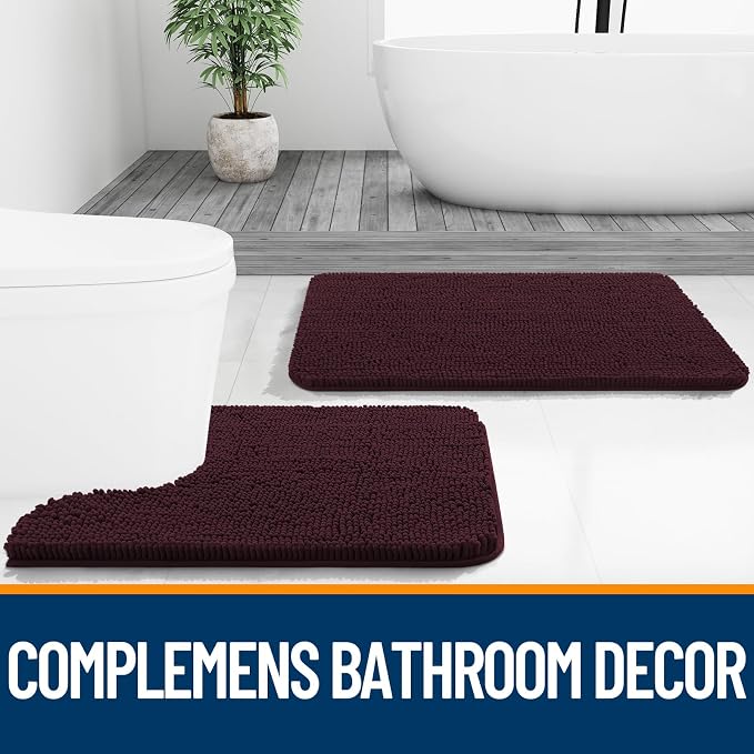OLANLY Small Bathroom Rugs 24x16, Extra Soft Absorbent Chenille Bath Rugs