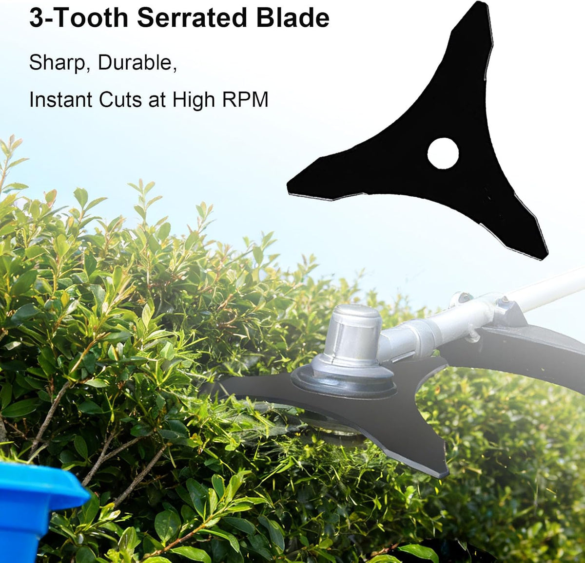 Brush Cutter Blade Set, 10" Carbon Steel 3-Teeth Blade and 2 Pack 6-Blade Razors with Adapter Kit for Trimmer and Weed Eater (3 pcs)