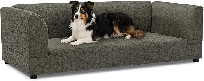 Oversized Dog Sofa Couch for Medium & Large Dogs, Modern Pet Couch Bed with Backrest & Armrests, Supportive Foam Cushion, Linen Fabric Dog Couch