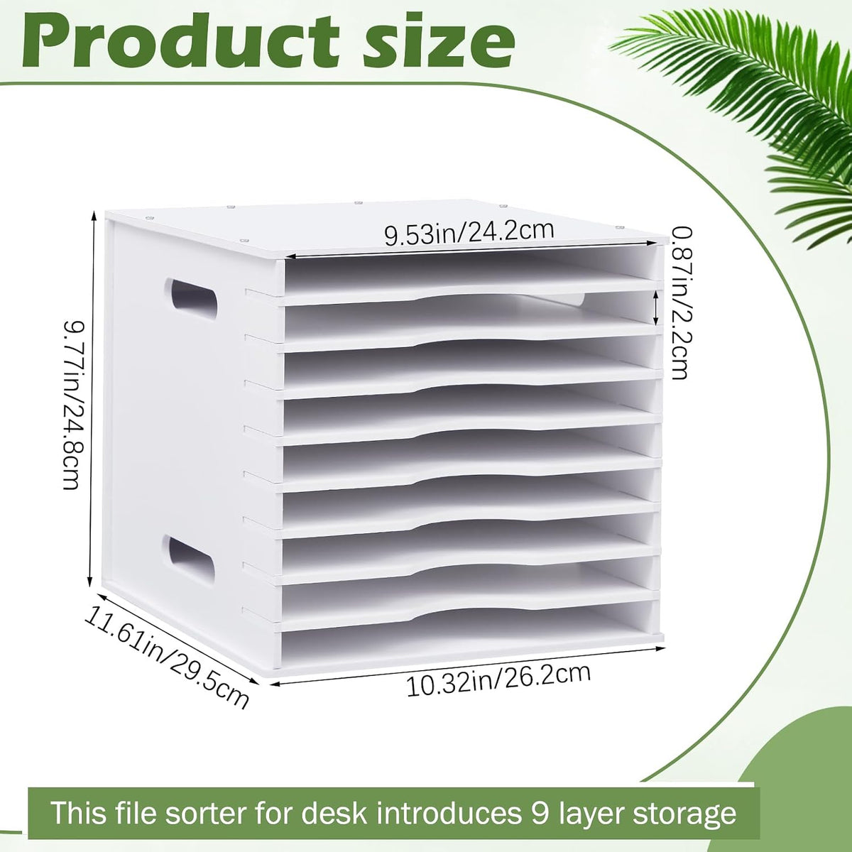 Juexica 9 Tier 8.5" x 11" Scrapbook Paper Organizer, White Cardstock File Organizer with Adjustable Shelves, Stackable Paper Trays, Desktop Storage Rack Document Holder for Desk Home Office