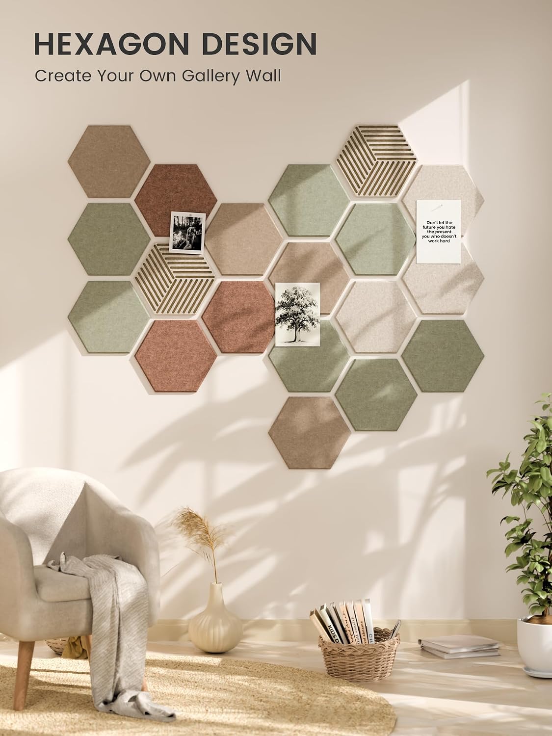 Fluxynara 10-Pack Hexagon Cork Board Alternative, Boho