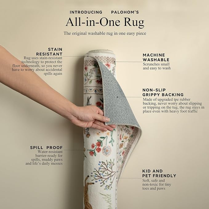 9x12 Area Rugs for Living Room: Washable Bedroom Rug Vintage Stain Resistant