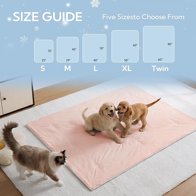 Soulbond Cooling Blanket for Large Dogs - Q-MAX>0.45, Washable Cool Pet Cats Throw Blanket for Hot Weather, Self-Cooling Soft Dog Mat for Bed Crates Couch Sofa Cars(40"x50", Pink)