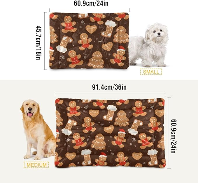 Pet Bed Christmas Gingerbread Cookies Dog Bed Mat Absorbing Non Slip Pad Pet Sleeping Mat for Small, Medium, and Large Dogs Puppy Cat 36 in x 24 in