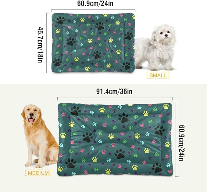 Dog Paw Colorful Pet Bed Cute Dog Bed Mat Absorbing Non Slip Pad Pet Sleeping Mat for Small, Medium, and Large Dogs Puppy Cat 24 in x 18 in