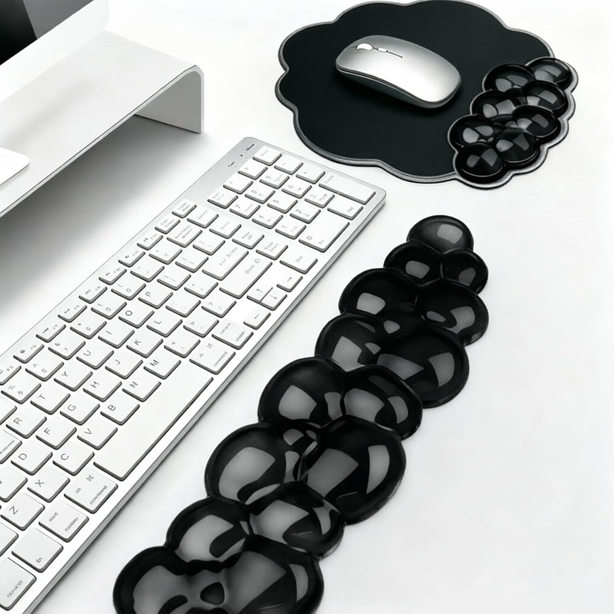 Gel Wrist Rest and Cloud Mouse Pad, for Keyboards and Mice - Ergonomic Pink Keyboard Wrist Rest Set, Relieves Pain from Typing/Computer/Laptop/Gaming/Home/Office Black