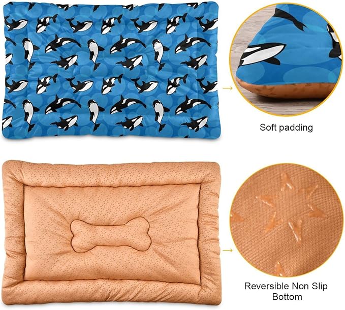 Orca Killer Whale Pet Bed Cute Dog Bed Mat Absorbing Non Slip Pad Pet Sleeping Mat for Small, Medium, and Large Dogs Puppy Cat 24 in x 18 in