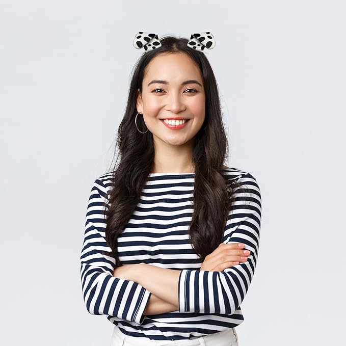 Dalmatian Ears Hair Clips Tail Animal Costume Headwear for Halloween Puppy Dog Dress Up Costume Accessories