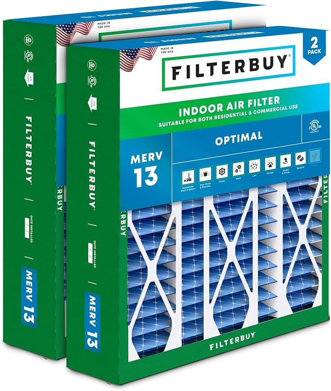 Filterbuy 20x25.25x3.5 Air Filter MERV 13 Optimal Smoke & Allergy Defense