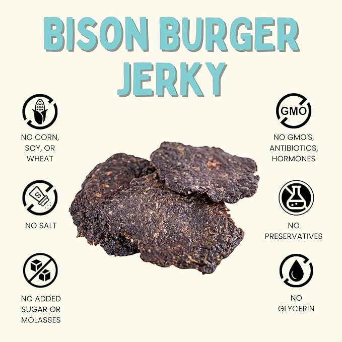 Winnie Lou Bison Burger Jerky Dog Treats – Limited Ingredient, Human Grade, Training Treats for Small, Medium & Large Dogs, USA Made, High Protein, Chews, Hypoallergenic, Sensative Stomach (1 Pack)