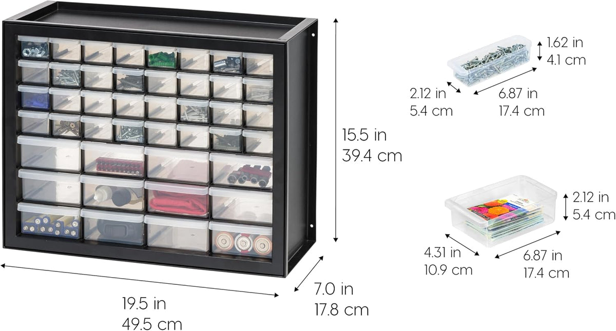 IRIS USA 44-Drawer Small Parts Storage Cabinet, Crafts, Made in USA, Black