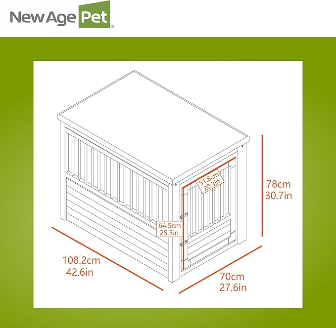 New Age Pet EHHC404XL ecoFLEX Pet Crate/End Table, Antique White, X-Large