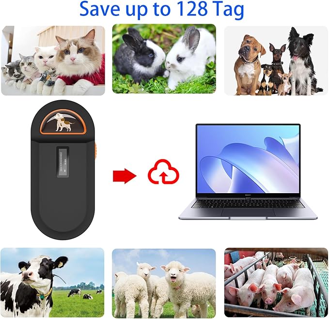 Pet Microchip Scanner, RFID Dog and Cat Microchip Reader, Supports EMID, FDX-B（ISO11784/11785） Microchips, for Animal Management