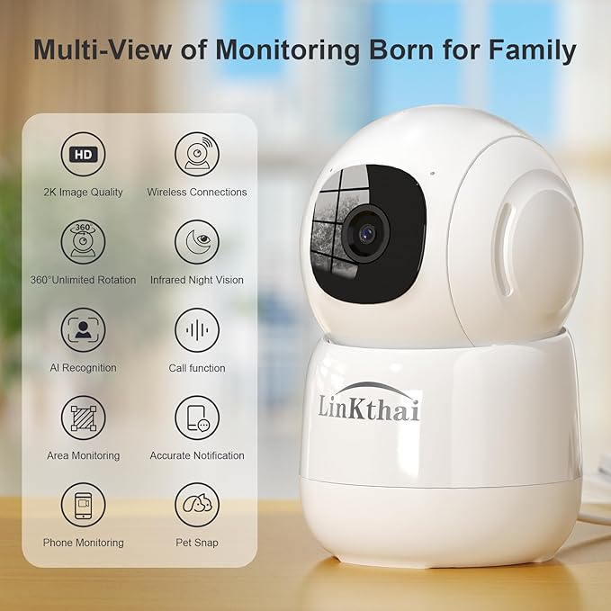Camera for Home Security, 4MP Pet Camera with Speaker for Dog/Cat, WiFi Camera Indoor Wireless Home Security with Phone App, Auto Tracking/Super Night Vision/2 Way Talk, Cloud/SD Card Storage