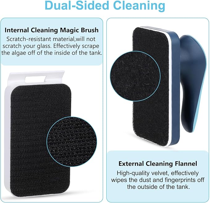 fishkeeper Aquarium Magnetic Glass Cleaner, Fish Tank Algae Magnet Cleaning Tool with Algae Scraper for Glass Aquariums Tank, Floating Scrubber Brush, 2 Detachable Scrapers, Small