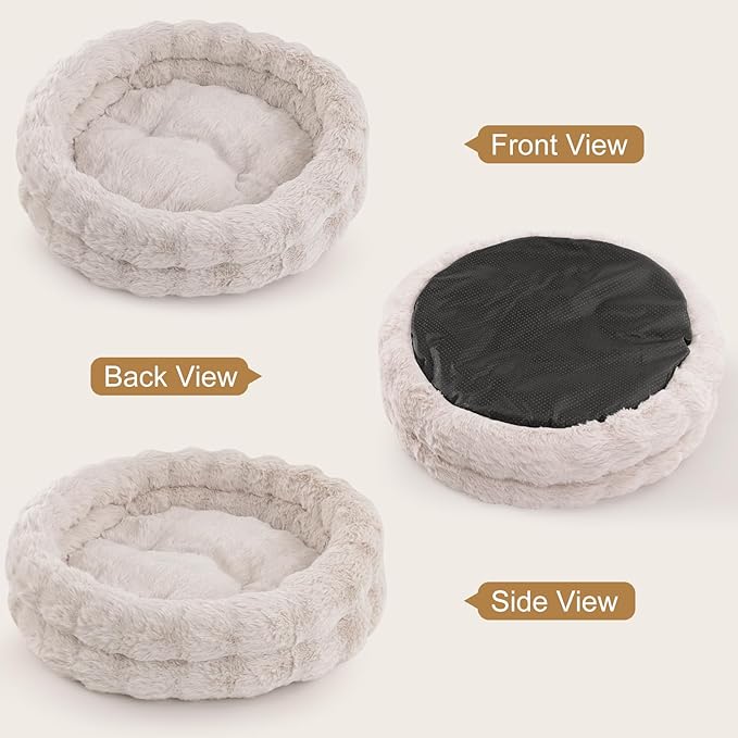 Cat Beds for Indoor Cats, Washable Round Beds for Small Dog and Cats, Soft Plush Faux Fur Removable Pet Bed for Puppy and Kitten, 20"x20"x6"