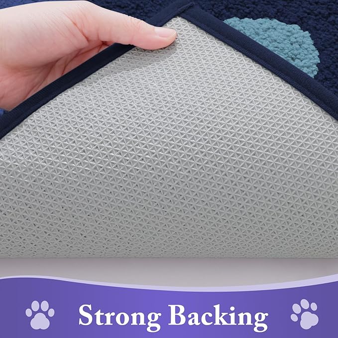Buganda Dog Door Mat for Muddy Paws, Absorbent Dirt Trapper Non Slip Indoor Doormats, Washable Low-Profile Mat for Mud Dogs, Entryway Carpet for Inside Floor (48x30 Inches, Dark Blue)