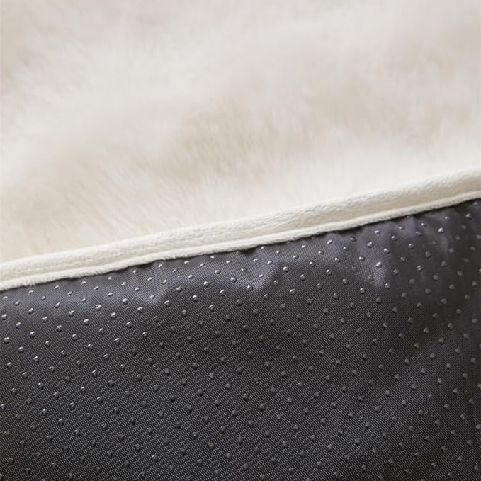 Calming Dog Bed Mat, Fluffy Fuzzy Couch Cover for Sofa, Winter Thickened Pet Mat with Anti-Slip Bottom Warm Soft Cushion Washable Pet Bed for Small Dogs and Cats (White, 75x75cm/29.5x29.5in)