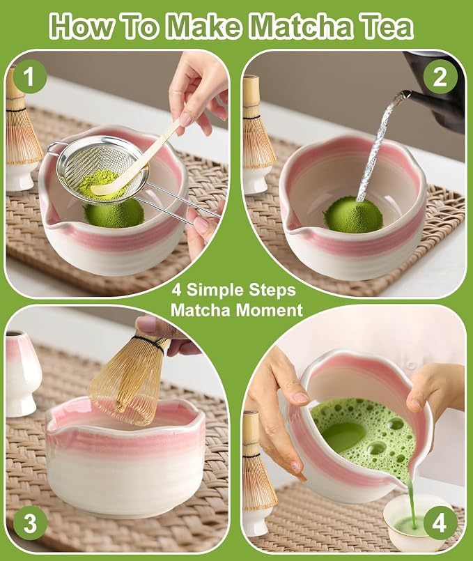 JBER Matcha Whisk Set, Handmade Whisk 100 Prongs, Sifter